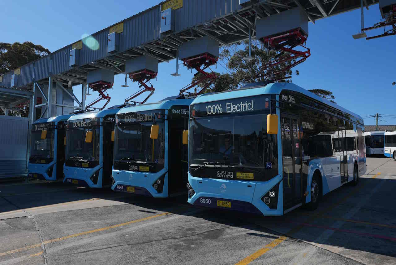 NSW unveils first electric bus depot with gantry-mounted fast charging technology
